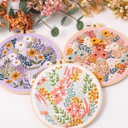 Kit para Bordar Flores para Iniciantes Kits de Ponto Cruz Bordados à Mão com Padrões de Flores Kits de Borda para Adultos - Image 1
