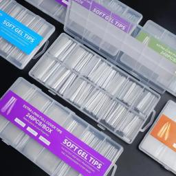 240 pçs extra longo c curva dicas de unhas claro dicas de unhas falsas para gel acrílico imprensa em unhas profissional casa diy com caixa - Image 1