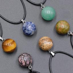 Pingentes De Pedra De Quartzo De Cristal para Colar DIY, Forma Redonda, Chakra De Cura, Bola De Pedras Preciosas, Encantos Para Fazer Jóias, 14mm - Image 1