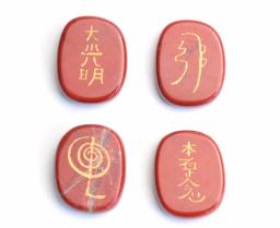 4 Peças Chakra Natural Quartzo Rosa Lapis Lazuli Aventurina Gravado Cristal Reiki Cura Equilíbrio Usui Símbolos - Image 5