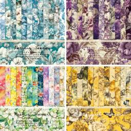 Pacote de papel estampado floral Scrapbooking, Decoração DIY, fundo Handbook, Artesanato artesanal, Arte, Scrapbooking, 12 folhas - Image 1