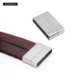 Aço inoxidável Fechos Magnéticos para Fazer Jóias, Corda De Couro, Conector Fivela, DIY Acessórios, Pulseiras, Colar, Furo 20x3mm - Image 2