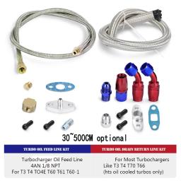 Kit completo de tubo de drenagem de óleo, carregador turbo universal, linha de alimentação de óleo, retorno de óleo, compatível com t3 t4 t3/t4 t70 t66 t04e silve - Image 5