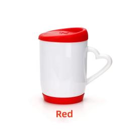 Cerâmica Plain White Canecas com Tampa De Silicone e Inferior, Logotipo Personalizado, Caneca Revestida, Café e Chá Xícara, Sublimação Em Branco, 11oz - Image 4