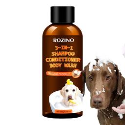 Shampoo e condicionador de coco para cães, hidratante sem lágrimas, orgânico, lavagem para cães, tapete, 3 em 1 - Image 1