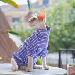 Macacão de algodão descascado para gatos, casaco de 4 pernas para Sphnx, camiseta de mangas compridas para gatinhos, Devon Rex, roupas de inverno - Image 1