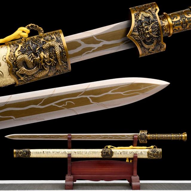 Espada Jian Han Aço Manganês 102cm Pronta para Batalha