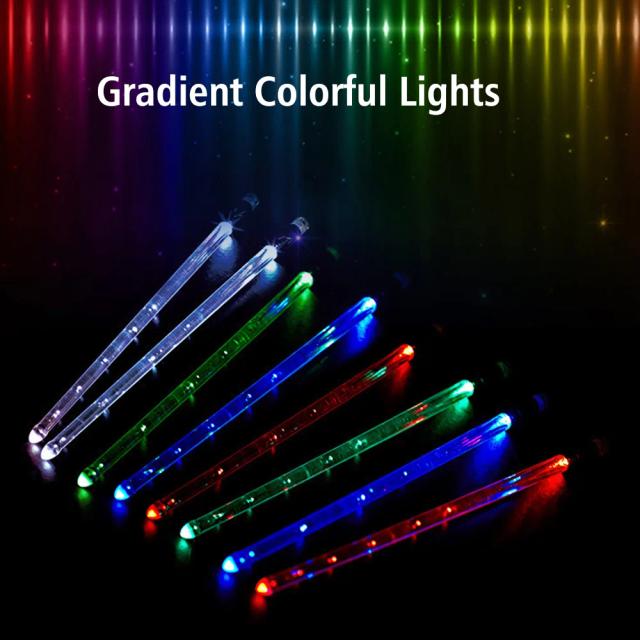 Baquetas com Luz LED Coloridas para Bateria Jazz com Interruptor e Carregamento USB - 15 Cores Gradientes