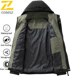 Gorpcore jaqueta de pesca masculina à prova de chuva outono tamanho grande blusão à prova de vento masculino acampamento caça correndo esportes casaco com capuz - Image 4