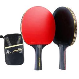 Conjunto de raquete de tênis de mesa profissional Ping Pong, espinhas em borracha, alta qualidade, lâmina Bat Paddle com saco, 6 estrelas, 2pcs - Image 1