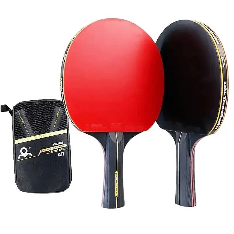 Conjunto De Raquete De Tênis De Mesa Profissional, Raquete De Ping Pong, 7 Estrelas, Espinhas-Em Borracha, Alta Qualidade, Lâmina Bat, Pá com Saco, 4Pcs - Image 1