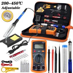 Kit Ferro de Solda Elétrico com Multímetro, Mini Pistola de Solda Ajustável, Kits Eletrónicos DIY, 220V, 19Pcs - Image 1