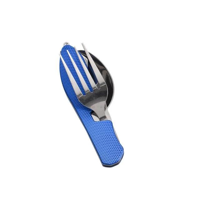 Faca Dobrável de Aço Inoxidável 4 em 1 para Camping e Sobrevivência - Utensílios Práticos para Viagens e Caminhadas