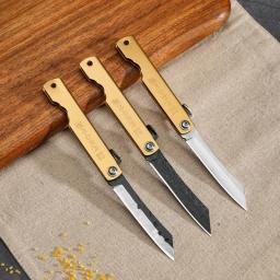 Aço Pocket Folding Knife, Camping, Caça, Cabo de Cobre, Facas, Sobrevivência ao ar livre, Ferramenta EDC, Novo, 2024 - Image 4