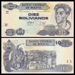 Notas de moedas da Colômbia 10, Colecionáveis não monetárias, Notas de banco, Original Colômbia, 1986 - Image 1
