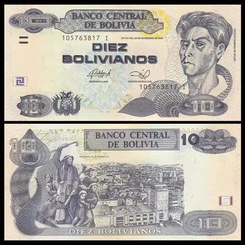 Notas de moedas da Colômbia 10, Colecionáveis não monetárias, Notas de banco, Original Colômbia, 1986 - Image 1