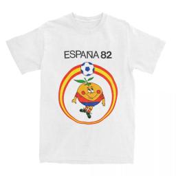 Camiseta de futebol espanhol 82 masculino, roupas de algodão puro, manga curta, T-shirt gola O, plus size, vintage - Image 1