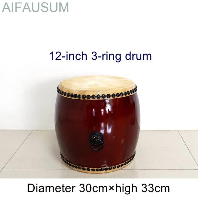 Tambor de Couro Mão com Baquetas, Instrumento Musical Colorido de 30cm a 60cm