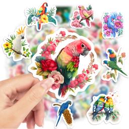 Aquarela Parrot Adesivos Colorido Pássaro DIY para Laptop Skate Bagagem Cup Bicicleta Motocicleta Telefone PVC Impermeável Criança Brinquedos - Image 3
