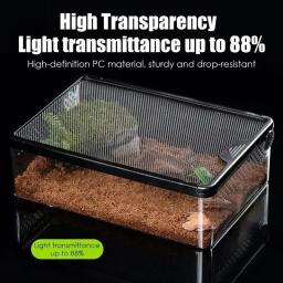 Caixas de alimentação transparentes para répteis, caixa de reprodução de répteis anfíbios, recipiente ventilado para incubação, tanques de terrário para répteis - Image 3