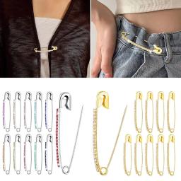 Brilhante strass broche pinos, alfinetes de segurança, camisola, clipes xale, tom prata, cintura broches, acessório de costura roupas, novo - Image 1