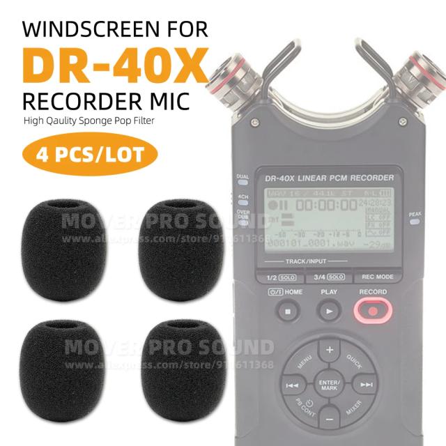Acessórios de proteção para gravadores Tascam DR-40 e DR-40X: Windscreen de espuma e filtro anti-vento para microfone