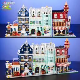 Huiqibao brinquedos moc cidade canto café arquitetura estilo vista de rua micro blocos de construção para crianças tijolos de construção - Image 2