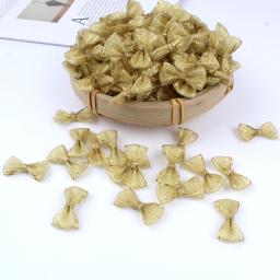 Laços de fita dourada, Bowknot para presente de Natal, Envolvimento de flores, Festa de casamento DIY, Artesanato, 50pcs - Image 6