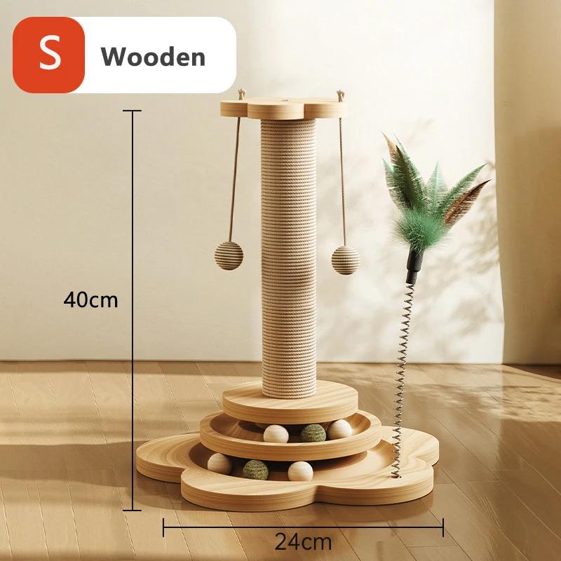 Arranhador de madeira para gatos Arranhador de sisal Brinquedos de mesa giratória Resistente ao desgaste Suprimentos de treinamento para gatos engraçados - Image 1