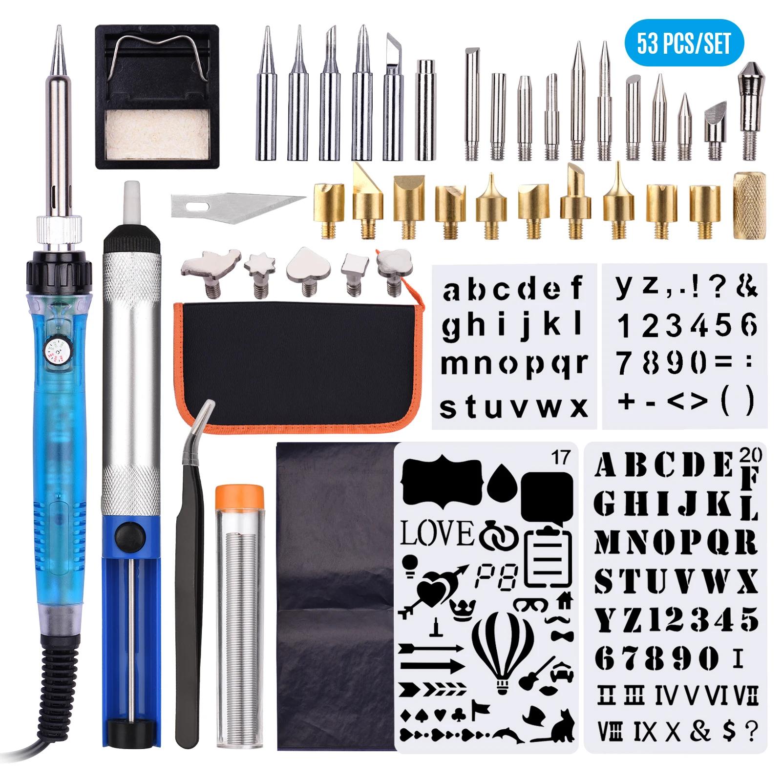 Pyrography Pen Ferro De Solda Set, Professional Set, Lenha, Escultura, DIY, Gravação, a partir de 200 a 450 ℃, 53pcs - Image 1
