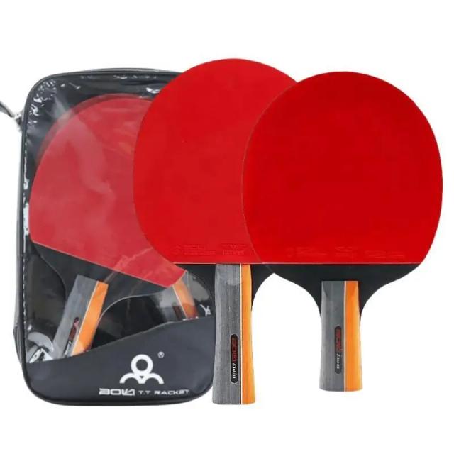 Conjunto de 2 Raquetes de Ping Pong com Borracha de Alta Qualidade e Saco Inclusos