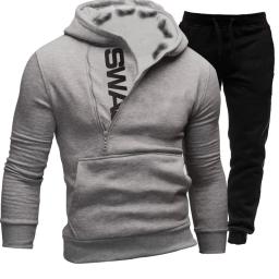 Fato de treino de duas peças masculino com zíper, capuz, roupas esportivas, roupa de corrida, letra impressa, nova moda - Image 5