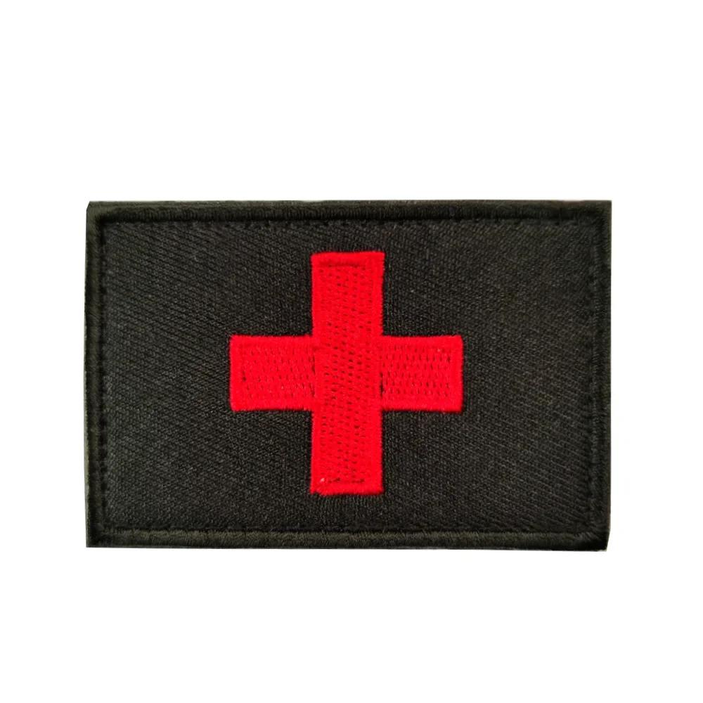 Remendo do bordado do relevo médico, mini emblema da cruz vermelha, laço do gancho, etiqueta do pvc, remendo reflexivo do IR, emblema da moral dos primeiros socorros, atacado - Image 1