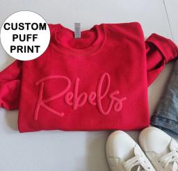 Personalizado Puff Print Sweatshirt, nome da equipe personalizada, Scool Mascot Shirt, presente para a mamãeNatal e namorados, Idéia - Image 1