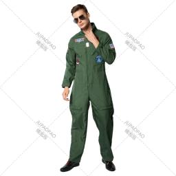 Top gun filme cosplay uniforme da força aérea americana trajes de halloween para homens adulto exército verde piloto macacão astronauta - Image 2