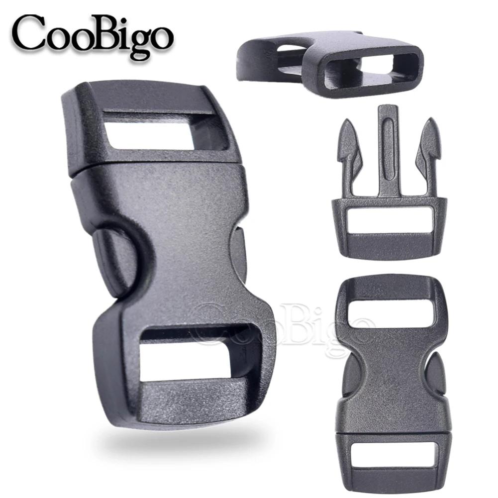 10 pçs mini fivela de liberação lateral rápida curvada para diy paracord pulseira pet colar acessórios costura plástico preto webbing 10mm - Image 1