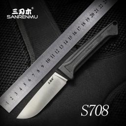 SANRENMU-Faca de lâmina fixa, S708, 12C27, acampamento ao ar livre, caça, sobrevivência, pesca, utilitário tático com bainha, EDC Tool Knives - Image 6