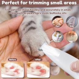 Aparador elétrico para cães de estimação, com luz led, à prova d'água, aparador de pelos de pés, baixo ruído, gato, cachorro, rosto, pé, orelha, quadril, pata, barbeador - Image 3