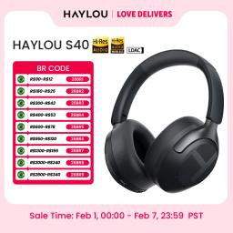 Haylou s40 anc fone de ouvido sem fio 50db cancelamento de ruído hi-res 3d fone de ouvido de áudio espacial com ldac bluetooth 6.0 sobre fone de ouvido - Image 1