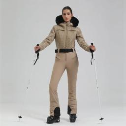 Roupas de esqui inverno com capuz suítes de esqui 2025 mulheres esportes quentes macacões de neve ao ar livre à prova dwindproof água à prova de vento snowboard agasalhos - Image 3