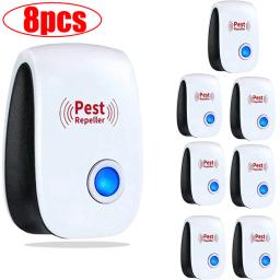 Ultra-som Household Pest Repeller, Pragas Rejeitar Dispositivo, Mouse, Barata, Inseto, Ratos, Aranhas, Assassino do Mosquito, 1-8pcs - Image 1