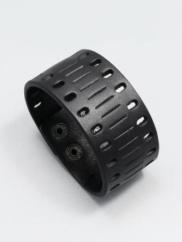 Bracelete retrô largo de couro genuíno masculino, estilo punk, simples vazado, com personalidade, bracelete masculino - Image 4