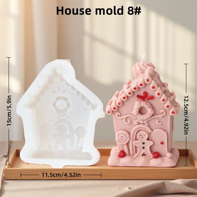 Molde de Vela 3D Casa de Natal Silicone para Aromaterapia e Gesso