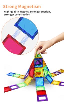 Magplayer Blocos de construção de telhas magnéticas para crianças, Conjunto de construção magnética, Jogos Educativos Montessori, Brinquedos para crianças - Image 5