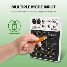 Debra-Mixer de Áudio com Bluetooth e USB, 4 Canais, 48V Phantom Power, Delay Repairing Effect, Som Mixing Console, PC Gravação, V4 - Image 5