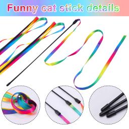 Rainbow Ribbon Teaser Toy para Gato, Fun Stick, Interativo, Indoor, Exercício saudável, Pet Supplies, Gatinho Toy, 3pcs - Image 5