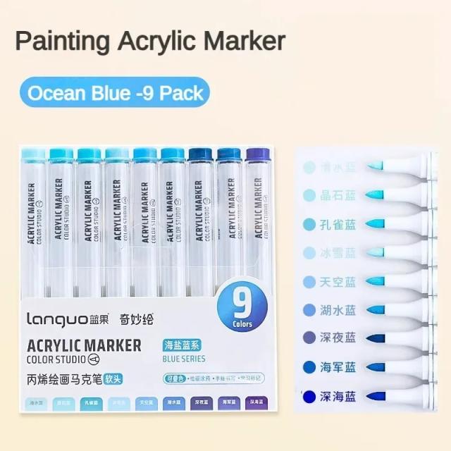 Kit de 9 Marcadores Acrílicos em 108 Cores para Pintura em Rochas, Cerâmica, Vidro e Madeira - DIY Artesanato para Crianças e Conjunto de Arte Suprimentos