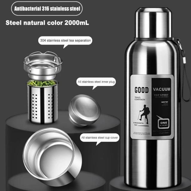 Garrafa Térmica de Aço Inoxidável com Grande Capacidade para Manter Bebidas Quentes em Atividades ao Ar Livre, Caminhadas e Escalada