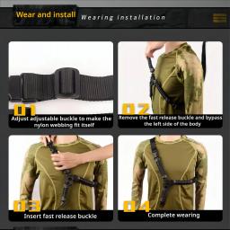 Arnês tático multifuncional para a caça, Nylon Rifle Webbed, Corda Vertical Single-Point, Ajuste Rápido Comprimento, Paracord ao ar livre - Image 2