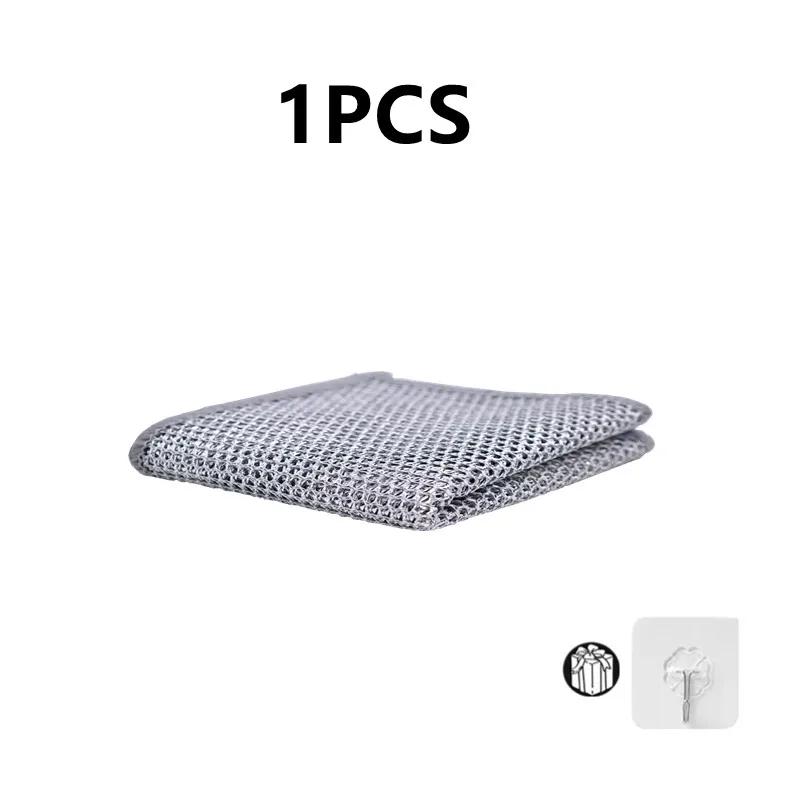 Pano de limpeza de fio de aço espessado, sem riscos, dupla camada, microfibra de ferro, malha Dishrag, pano de lavar roupa, toalha de cozinha, 1Pc, 100 Pcs - Image 1